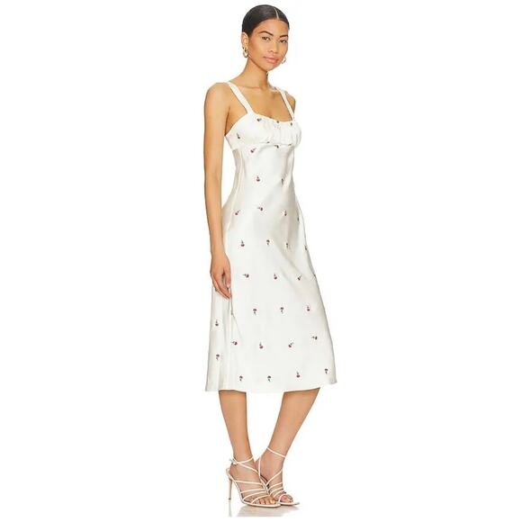 NWT MAJORELLE Eden Midi Dress in Ivory & Pink Size S